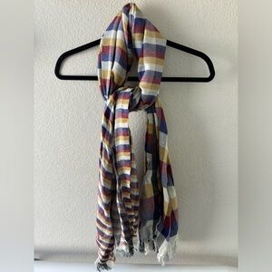 Multicolor Scarf red white yellow blue checkered pattern